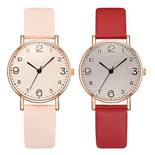 UKCOCO Geschenk Für Frauen 2 stücke pu Armbanduhr Mode Student Uhr Casual Watch Frauen Quarz Uhr Geschenke Für Damen von UKCOCO