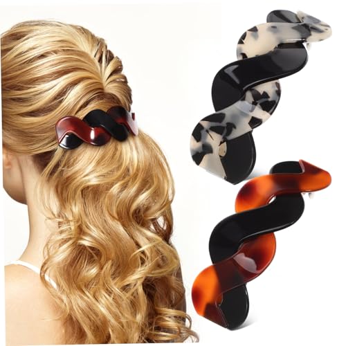 UKCOCO 2stücke Klassische Haarklammern Für Frauen Große Flache Haarspangen in Schildpatt Und Rotbraun Stylisches Haaraccessoire Für Dickes Und Dünnes Haar Rutschfeste Clips Für von UKCOCO