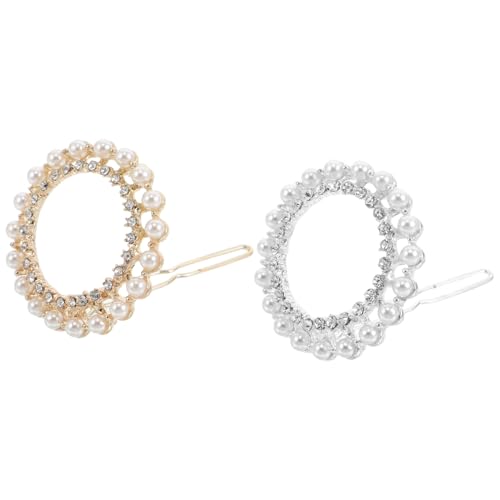 UKCOCO 2stücke Metall Haarspangen Geometrische Form Groß Runde Design Strass Details Haarschmuck Für Frauen Mädchen Haaraccessoires von UKCOCO