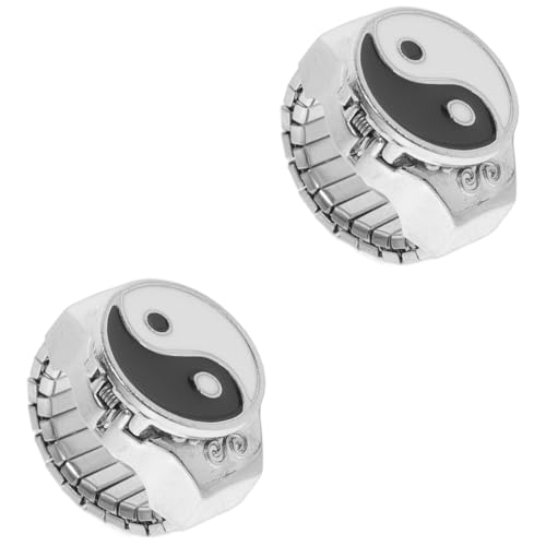 UKCOCO 2stücke Metal Ring Watch Für Damen Und Herren Retro Fingeruhr Mit Stilvollem Design Als Modisches Accessoire Und Für Jeden Anlass Leicht Und Langlebig Für Täglichen Gebrauch von UKCOCO