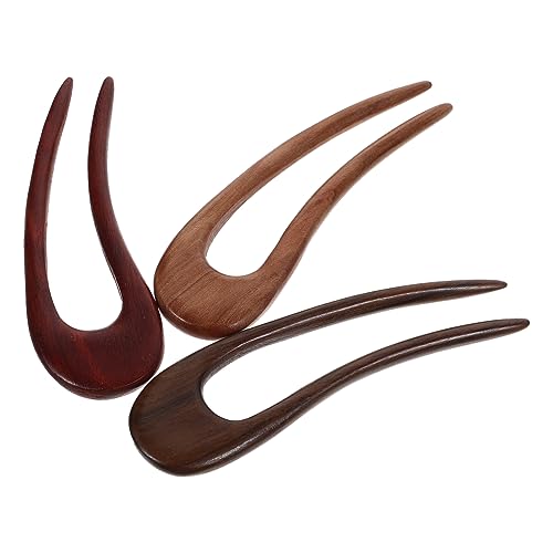 UKCOCO 3 Stck Vintage U Förmige Holzhaarspangen für Damen Handgefertigte Robuste Haarnadeln mit Glatter Oberfläche Sicherer für Hochsteckfrisuren und Vielseitige Styling Accessoires von UKCOCO