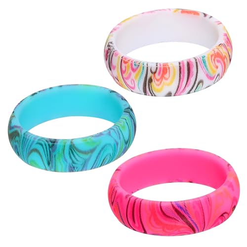 UKCOCO 3 Stück Boho Style Silikonring Teilig Paisley Muster Hochzeitsringe für Frauen und Hautfreundlich Flexibel Leicht als Outdoor Ehering Souvenir von UKCOCO