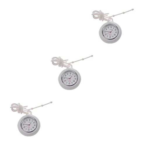 UKCOCO 3 STK Uhren Für Männer Digital Brustuhr des Arztes Ansteckuhr Digitaluhr Für Männer Schlüsselanhänger Uhr Taschenuhr Aus Silikon Herren Digitaluhr Lanyard Tragbar Mann Weiß von UKCOCO