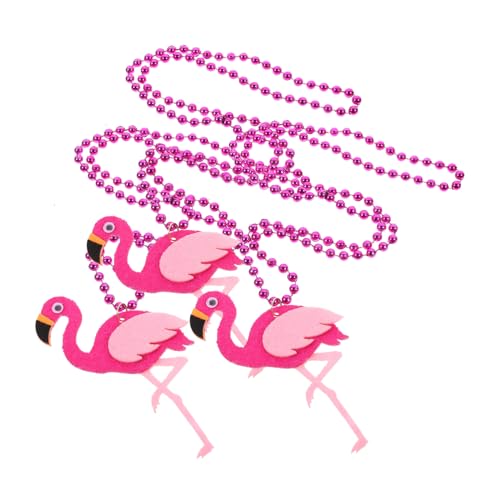 UKCOCO 3 Stück Flamingo Halskette Teiliges Hawaiianische Halsketten mit Filz Anhänger Tropischer Schmuck für Strandparty Sommer Events Modisches Accessoire Sicher und Hautfreundlich von UKCOCO