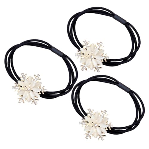 UKCOCO 3 Stück Schneeflocke Haargummis Damen Elastische Haarbänder mit Funkelnden Strasssteinen für Mittleres Dickes Haar Modischer Haarschmuck für Mädchen und Frauen für Weihnachten von UKCOCO