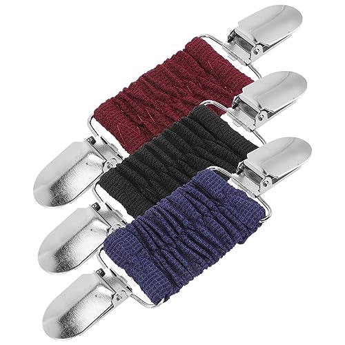 UKCOCO 3 Stück Teiliges Elastische Pullover Clips aus Legierung Verstellbare Cardigan Klammern für Damen Vielseitige Kleidungs und Schalhalter Rutschfeste Accessoires in Schwarz Weinrot von UKCOCO