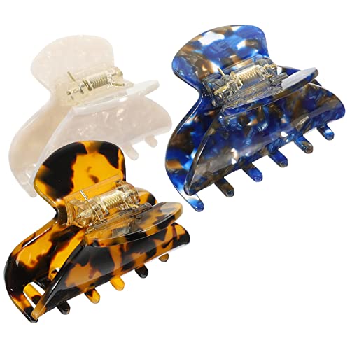 UKCOCO 3 Stück Teiliges Kleine Haarklammern aus Acetat Haarspangen Weiß Blau und Tief Leopardenmuster Praktische Haarkrallen für Damen Vielseitige Haaraccessoires für Alltag und Festtage von UKCOCO