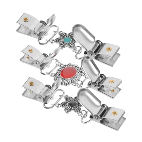 UKCOCO 3 Stück Vintage Cardigan Clip Eleganter Metall Schalclip mit Rutsch Design Vielseitig für Strickjacken Pullover Schals und Tücher Damenbrosche für Stilvolle Outfits von UKCOCO