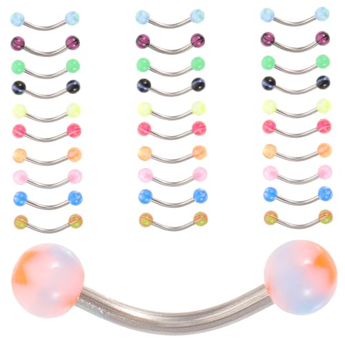 UKCOCO 30 Stck Teiliges Augenbrauenpiercing Schmuck Leichte Langlebige Metallringe für Dekorative Körperpiercings Komfortable Augenbrauenringe für Damen von UKCOCO