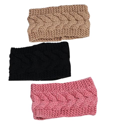 UKCOCO 3stücke Gewebtes Haarband Aus Wolle Warmes Stirnband Handgestrickt Kopfdekor Strickhaarband Breiter Saum Für Sport Und Alltag Geeignet von UKCOCO