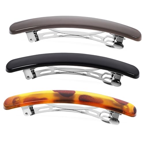 UKCOCO 3stücke Haarspangen Mit Druckknöpfen Aus Metall Und Harz Flache Seitenclips Für Frauen Rutschfeste Haarstyling-tools in Verschiedenen Farben von UKCOCO