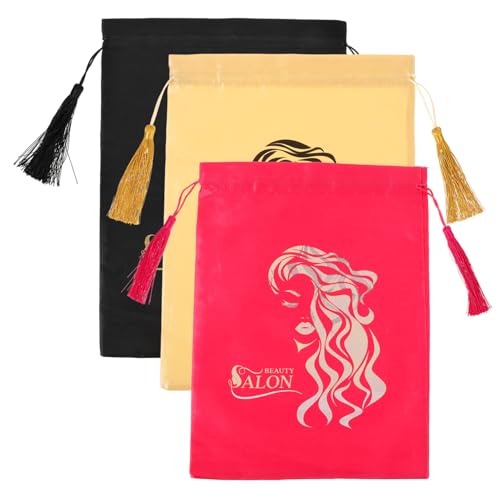 UKCOCO 3stücke Satin-perückenaufbewahrungstasche Mit Kordelzug Perückenverpackungstasche Aus Satin Für Mehrere Perücken Perückentaschen Zum Bündeln Und Sichern von UKCOCO