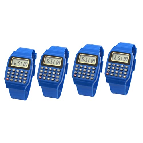 UKCOCO 4 Stück Kinder Taschenrechner Armbanduhr Für Kinder Ansehen Rechenuhr Für Kinder Multifunktionale Kinderuhr Klar Rechner Uhren Rechneruhren Für Herren Mann Digital LCD Bildschirm von UKCOCO