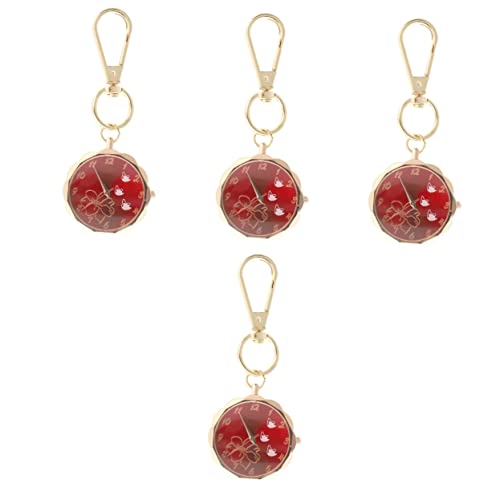 UKCOCO 4 Stück Schwesterntisch Taschenuhr Vintage Runde Uhr Schlüsselbundtasche Damen Tragbare Uhr Herren Digitaluhren Fob Herrenuhr Legierung Student Anschauen Clip von UKCOCO