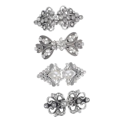 UKCOCO 4 Stück Teiliges Cardigan Clips aus Langlebiger Legierung Vintage Strickjacken Verschlussbrosche mit Retro Design Vielseitige Umhang und Schalhalter für Damen Kratzfreie von UKCOCO