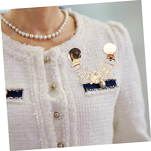 UKCOCO 4 Stück Teiliges Damen Cardigan Clips mit Perlen Rutschfeste Sweater Shawl Cinch Clips Vielseitige Broschen für Strickjacken Pullover Schals Verschlüsse für Stilvolle Outfits von UKCOCO