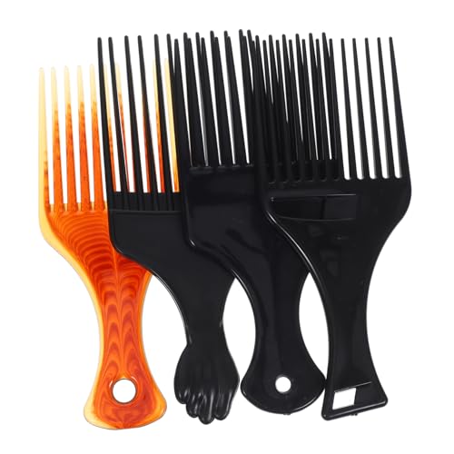 UKCOCO 4 Stück Teiliges Haarkamm aus Robustem Kunststoff für Lockiges Haar Handlicher Haarstyling Kamm Vielseitig Einsetzbar für Herren und Professionelle Friseure Entwirrt und Pflegt von UKCOCO