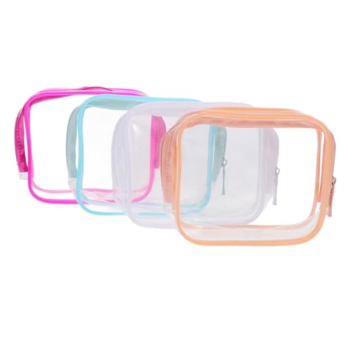 UKCOCO 4 Stück Teiliges Transparentes Wasserdichtes Kosmetiktaschen mit Reißverschluss Großer Reise Organizer für Make Up Wiederverwendbar Geeignet für Flugreisen und Tägliche Nutzung von UKCOCO