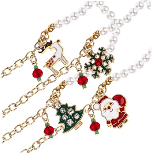 UKCOCO 4 Stück Weihnachtsschmuck Armband Teiliges mit Weihnachtsbaum Schneemann und Glocke Legiertes Schmuckstück Komfortabel Festliche Deko für Damen und Mädchen von UKCOCO