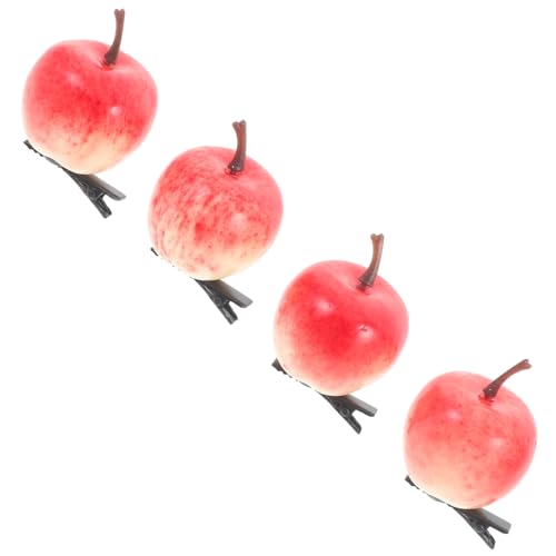 UKCOCO 4stücke Haarspangen Mit Simulierten Äpfeln Nette Haarnadel Clips Realistische Frucht Haaraccessoires Für Frauen Und Mädchen von UKCOCO
