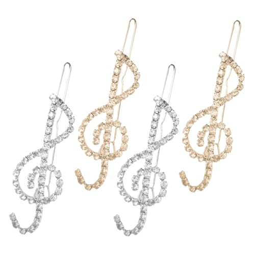 UKCOCO 4stücke Metall-haarspangen Mit Musiknoten-design Strassstein-haarklammern Für Damen Und Mädchen Hochzeits-haaraccessoires Rutschfeste Haarspangen Für Jeden Anlass von UKCOCO