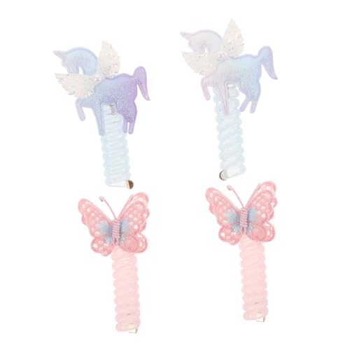 UKCOCO 4stücke Spiralhaargummis Mit Einhorn Und Schmetterling Elastische Haarbänder Für Mädchen Für Feines Haar Und Tägliche Nutzung Hochwertige Formbeständige Haarschmuckaccessoires von UKCOCO