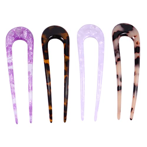 UKCOCO 4stücke U-förmige Haarnadeln Aus Acetat Wellenförmige Haarstäbchen Für Frauen Eleganter Haarschmuck Im Vintage-stil Fest Und Rutschfest Passend Für Jeden Anlass von UKCOCO