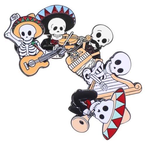 UKCOCO 5 Stück Teiliges Emaille Anstecknadeln Broschen Lapel Pins für Damen Bunte Skull Abzeichen für Kleidung Rucksäcke Taschen Auffällige Modeaccessoires von UKCOCO