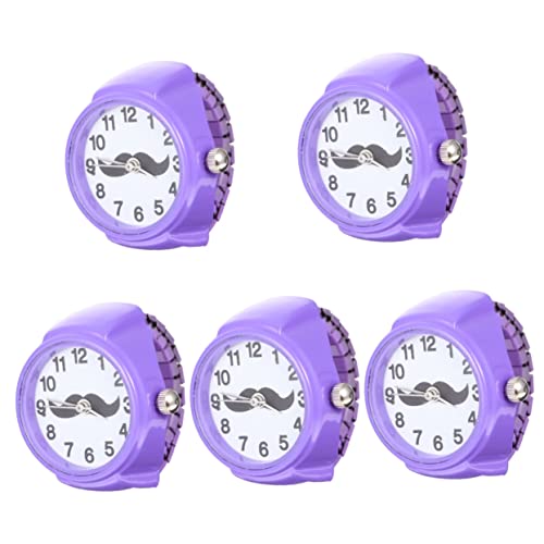 UKCOCO Damenringe 5st Ringuhr Elastische Fingeruhr Bartgeschenke Für Männer Uhr Ringförmig Uhr Mit Herzring -dekor Uhr Mit Rundem Ring Runde Fingeruhr Student Abs Violett Neutral Korb von UKCOCO