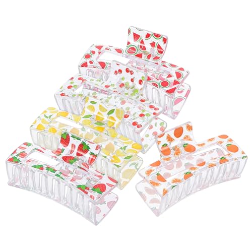 UKCOCO 5Stücke Haarklammern für Damen Große Transparente Haarspangen Kirsche Wassermelone Stilvolle Klammern für Jede Gelegenheit Robust von UKCOCO