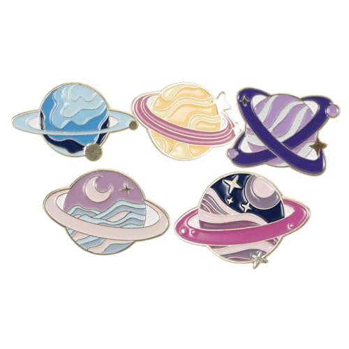 UKCOCO 5 Stück Emaille Anstecknadeln Planetenmotiv Dekorative Broschen Für Damen Metallbroschen Modische Anstecknadel Rucksack Zubehör von UKCOCO