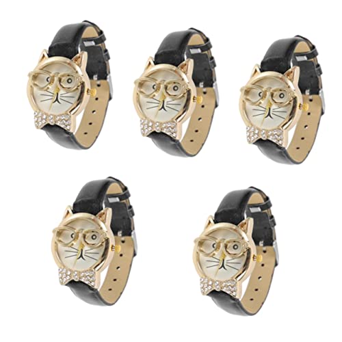 UKCOCO 5stücke Cartoon Katzen Armbanduhr Mit Einstellbares Design Für Mädchen Lustige Deko-Uhr Für Partys Und Alltag Uhr Mit Katzenmotiv von UKCOCO