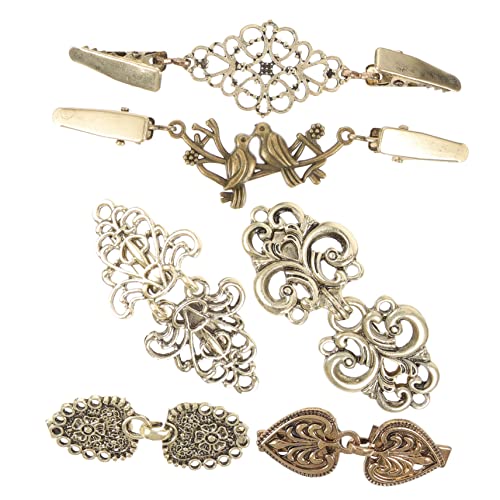 UKCOCO 6 Stück Teiliges Vintage Cardigan Clips Strickjacke Verschlussclips für Damen Vielseitige Schal und Pullover Clips Modisches Retro Zubehör für Kleider Shirts und Umhänge von UKCOCO