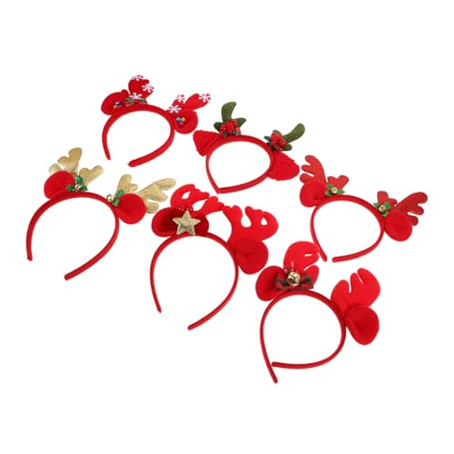 UKCOCO 6 Stück Teiliges Weihnachts Stirnband mit Rentiergeweih für Erwachsene Vielseitige Designs Glitzer und Glocken Festlicher Haarschmuck für Weihnachtsfeiern und von UKCOCO