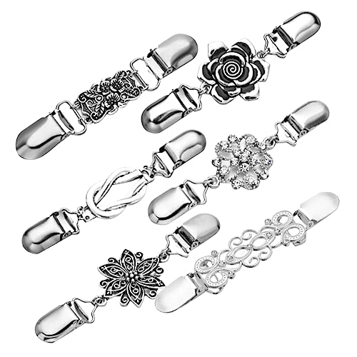 UKCOCO 6 Stück Vintage Blumen Kragenclips Broschen für Pullover Hemden Cardigans Vielseitige Kleidung Accessoires für Damen und Herren Langlebige Metallbroschen von UKCOCO