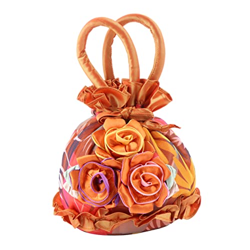 UKCOCO Abendtasche Damen Blumen Design Leichte Stofftasche Handtasche mit Tragegriff für Alltag Shopping und Besondere Anlässe Wie Party und Urlaub Praktische Kosmetiktasche und von UKCOCO