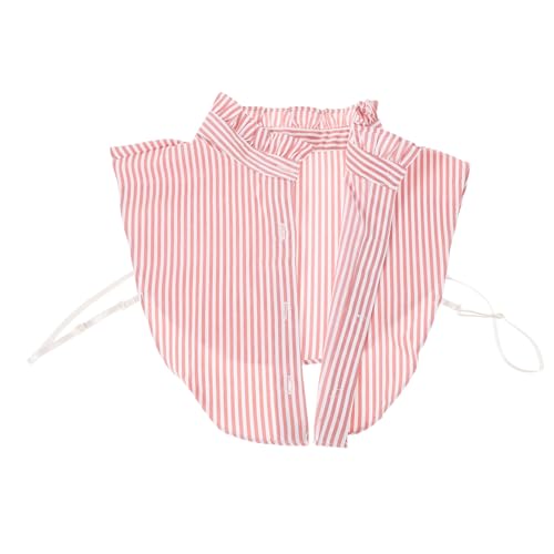 UKCOCO Abnehmbarer Damen Krageneinsatz mit Streifenmuster Vielseitiger Fake Kragen für Neck Pullover und Blusen Halbe Hemd Deko Rosa von UKCOCO