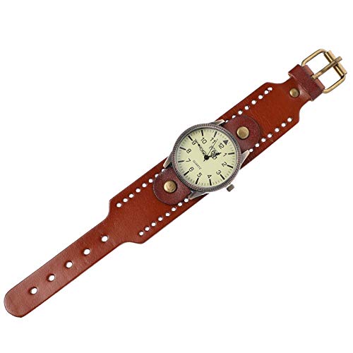 UKCOCO Quarz Armbanduhr Für Mit Echtem Lederarmband Retro Design Großes Minimalistischer Stil Für Und Outdoor-aktivitäten von UKCOCO