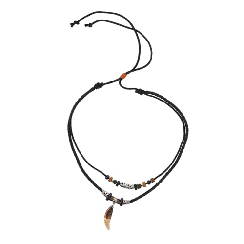 UKCOCO Boho Tribal Haifischzahn Halskette Surfer Stil Geflochtene Lederkette Unisex Vintage Anhänger Schmuck für Männer Frauen von UKCOCO
