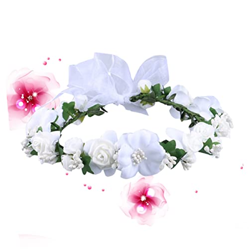 UKCOCO Kopfschmuck Kopfbedeckungen Für Die Braut Hochzeit Haarband Blumenstirnbänder Für Mädchen Weiß Blumenmädchen Blütenkopf Kind von UKCOCO