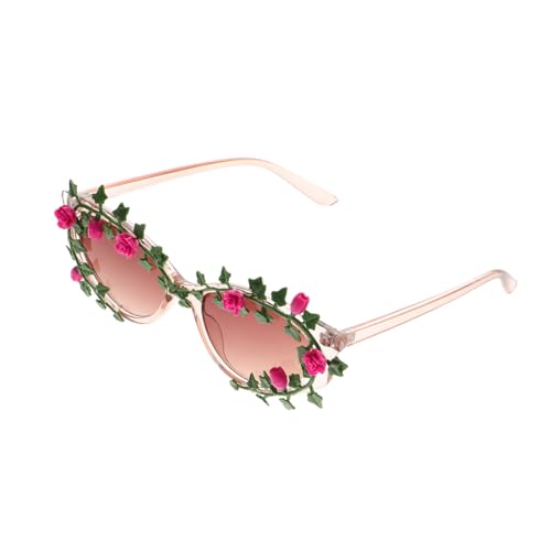 UKCOCO Bunte Damen Sonnenbrille mit Blumenverzierung PC Material UV Schutz Partybrille für Frauen Männer Beach Party Accessoire Modisch Vielseitig von UKCOCO