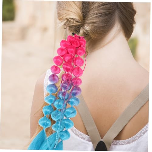 UKCOCO Bunte Geflochtene Haarverlängerung Regenbogenfarben Lange Bubble Zöpfe Ponytail Extension Haarstyling Zubehör Mädchen von UKCOCO