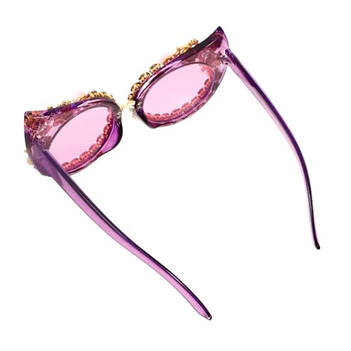UKCOCO Cat Eye Sonnenbrille Damen mit Funkelnden Künstlichen Diamanten Retro Juwelen Design Großer Rahmen UV Schutz Leichte Brille für Stilbewusste Frauen von UKCOCO