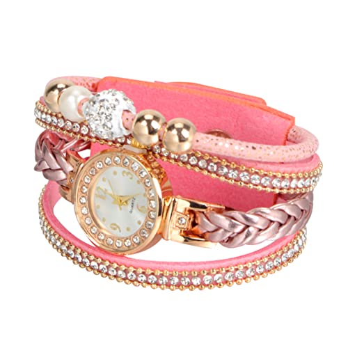UKCOCO Strass Damenarmbanduhr Quarz Uhr Mit Kette in Roségold Stilvolle Armbanduhr Für Frauen Mit Präzisem Quarzwerk Für Weihnachten Und Besondere Anlässe von UKCOCO