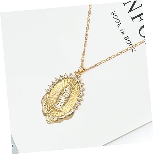 UKCOCO Damen Halskette mit Goldfarbenem Jungfrau Anhänger Dekorative Religiöse Schmuckkette Langlebig und Stilvoll für Besondere Anlässe und Alltag von UKCOCO