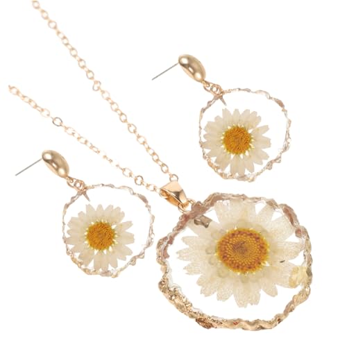 UKCOCO Damen Schmuckset mit Daisy Anhänger und Ohrringen Verstellbare Kette Leichtes Hypoallergenes Design Elegantes Blütenmotiv für Alltag und Besondere Anlässe von UKCOCO