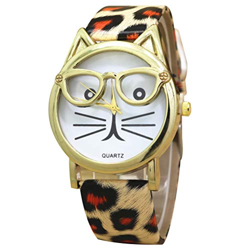 UKCOCO 1stk Katzenuhr Kawaii Mädchen Beobachten Leopardenuhr Frauen Armbanduhr Kinder Digitaluhr Kinder Armbanduhren Urlaubsuhr Süße Kinderarmbanduhr Schmuck Fräulein Pu Dropshipping Gurt von UKCOCO