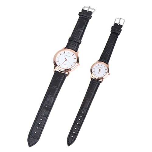 UKCOCO 2stücke Quarz-Armbanduhr Für Freizeituhren Für Und Schwarze Lederarmbänder Für Valentinstag Und Besondere Anlässe von UKCOCO