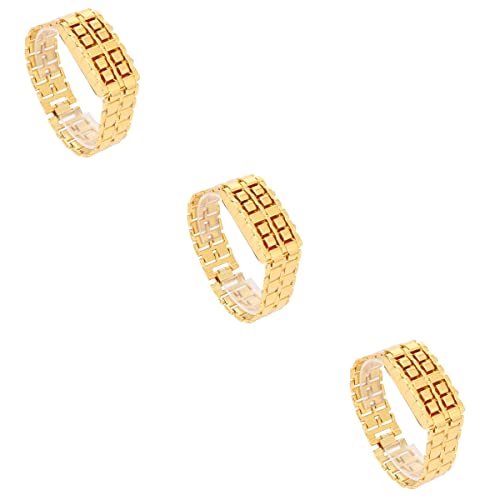 UKCOCO Led Uhren Uhren Ketten Digitaluhr Digital Armbanduhr Armbanduhr 3pcs Men Watches Fashion Unisex Red Led Bracelet Watch Wrist Watches for Men Women Boys Golden Geführte von UKCOCO