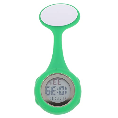 UKCOCO Digitale Taschenuhr Fob Uhr Silikon Hängeuhr Clock Schwesternuhr Flexible Arzt Uhr Brustuhr Quarzuhr Clip On Uhr Pflegeuhr für Arzt Krankenpfleger Student Grün von UKCOCO